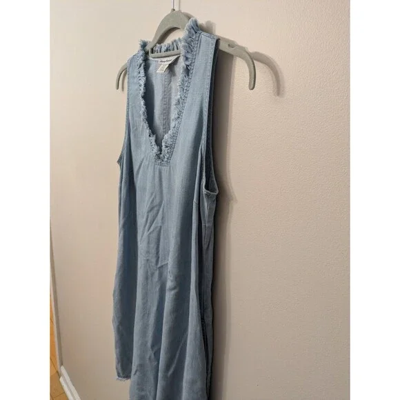 Tommy Bahama Tencel Shift Dress Sleeveless Chambray Pockets Coastal Beachy Small - Picture 5 of 10